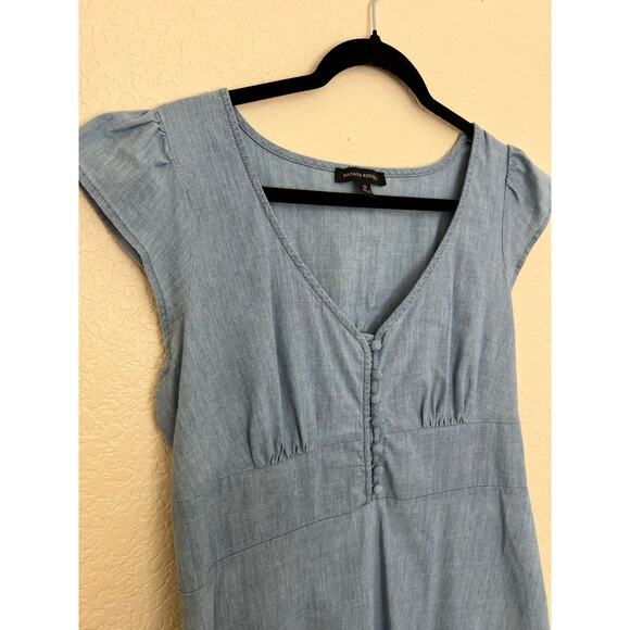 Banana Republic Chambray Blue Cotton Blend Cap Sleeve Button Front Mini Dress 12 - Picture 7 of 12